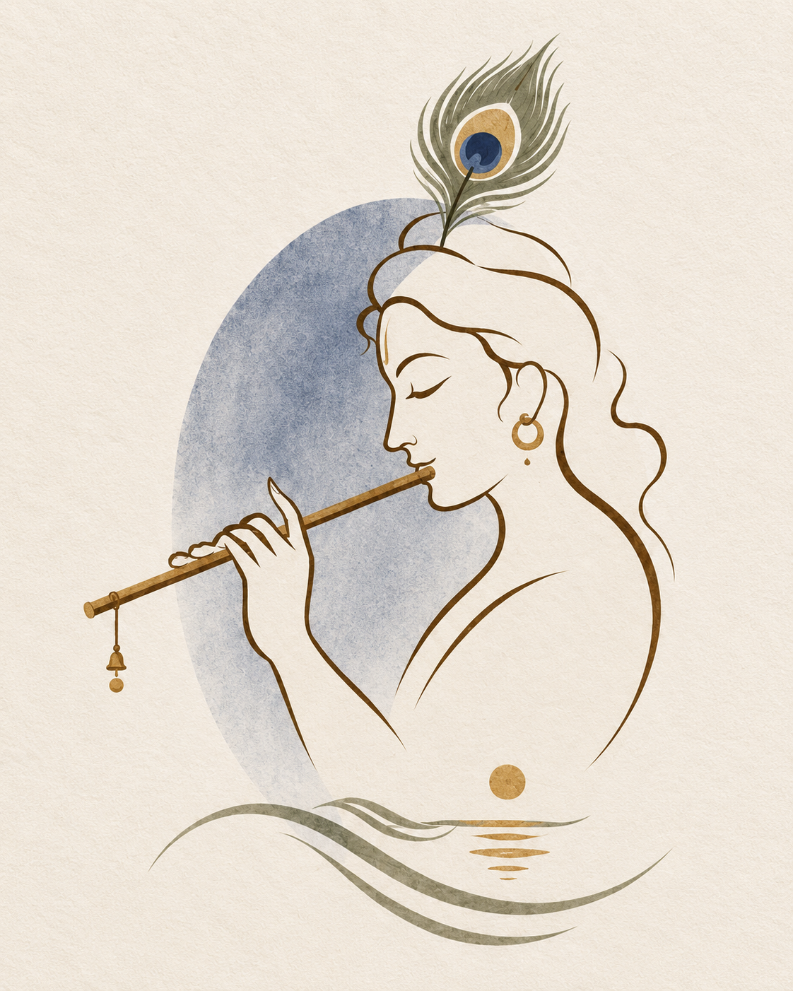 AAYAM ART minimalist krishna framed artwork — art detail view.