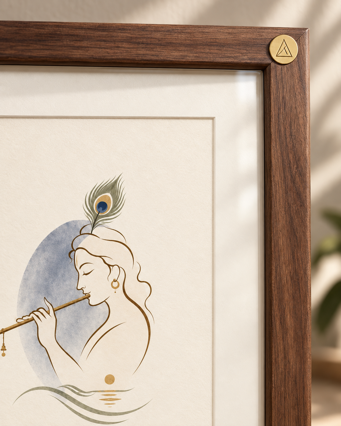 AAYAM ART minimalist krishna framed artwork — craftsmanship view.