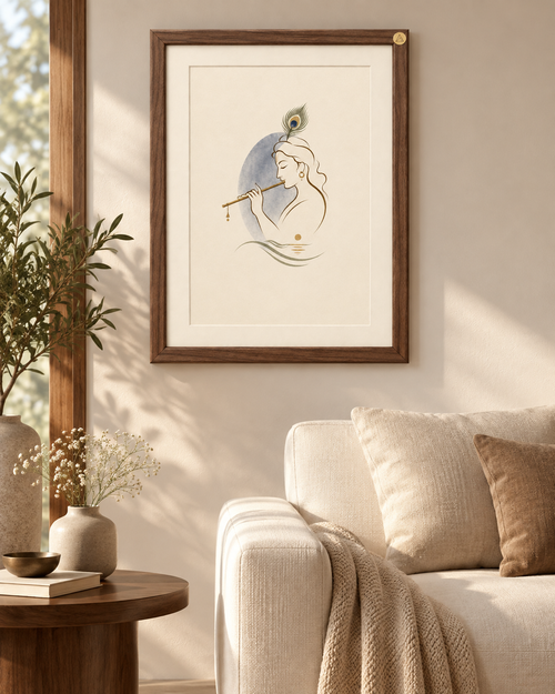 AAYAM ART minimalist krishna framed artwork — lifestyle view.