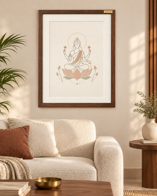 AAYAM ART minimalist lakshmi framed artwork — lifestyle view.