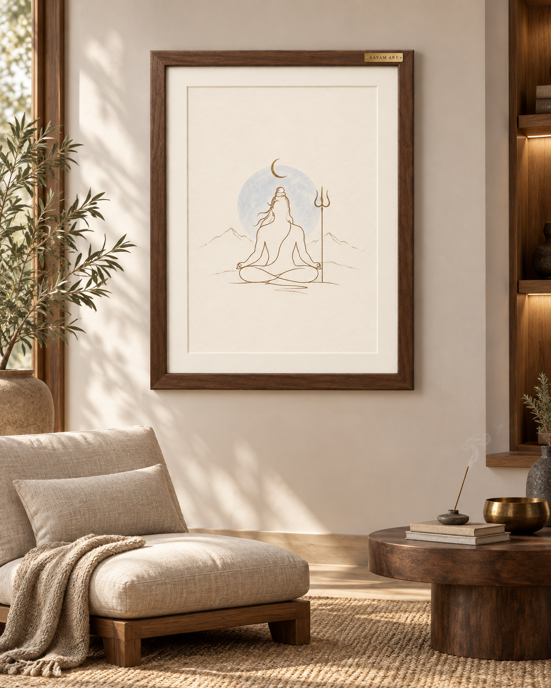 AAYAM ART minimalist shiva framed artwork — lifestyle view.